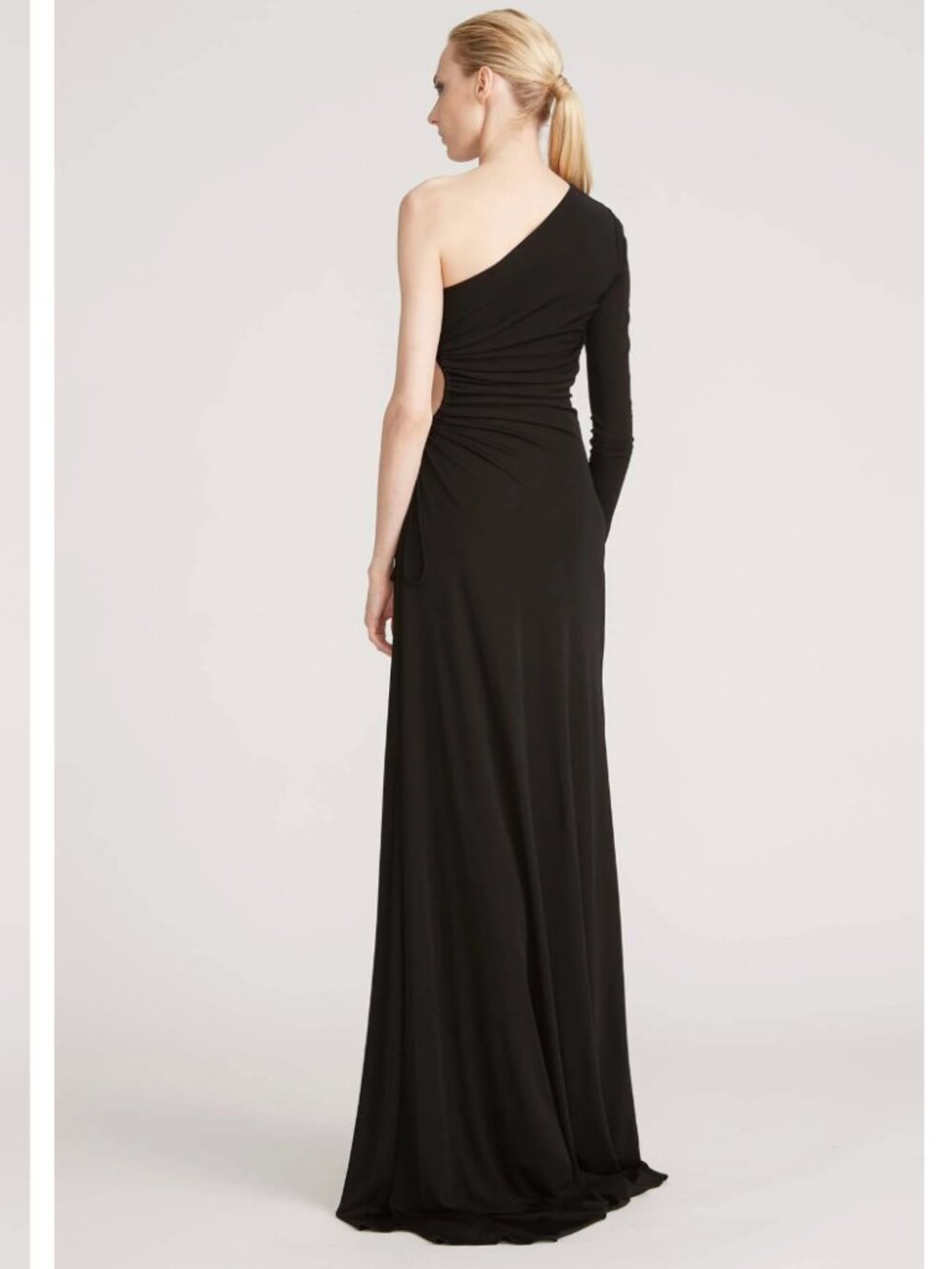 Halston Bay One-Shoulder Matte Jersey Cutout Maxi Gown in Black - Size 4 - Picture 3 of 16